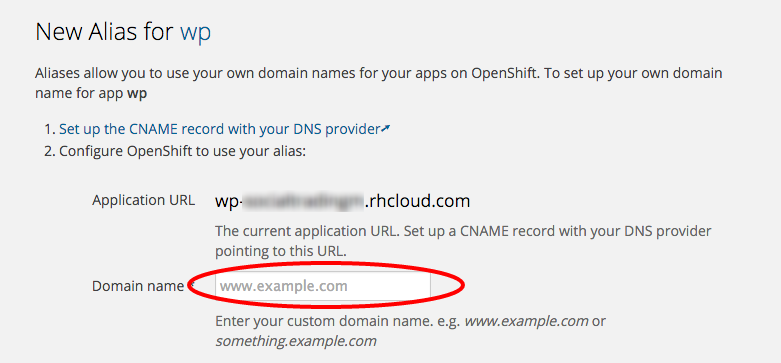 OpenShift WP Free Hosting: domain name set up